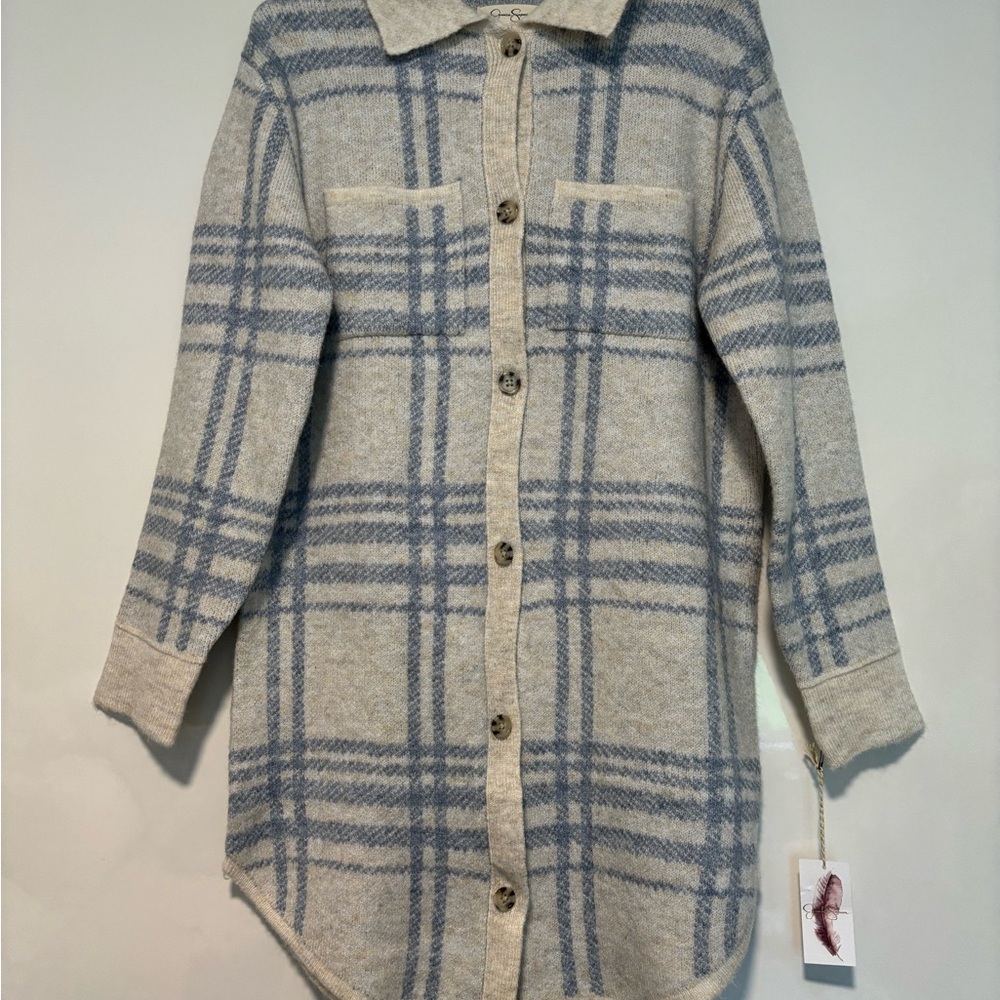 Jessica Simpson Blue and Gray Knit Sweater